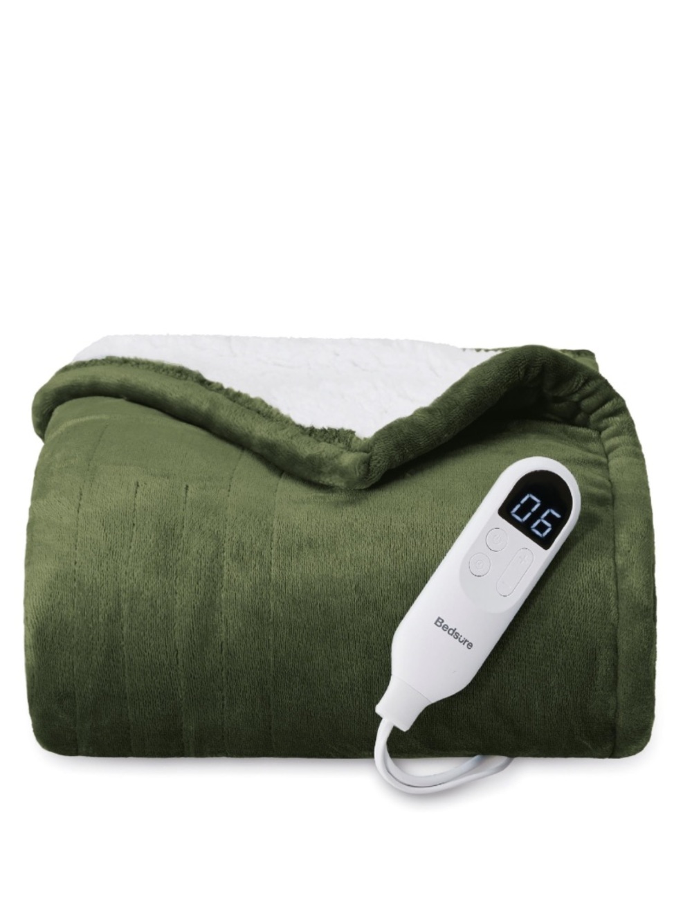 Heated Throw Soft Electric Blanket - OLIVE GREEN - Picture 10 of 11